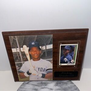 Upper Deck Ricky Henderson New York Yankees Commemorative Wood Plaque With Card
